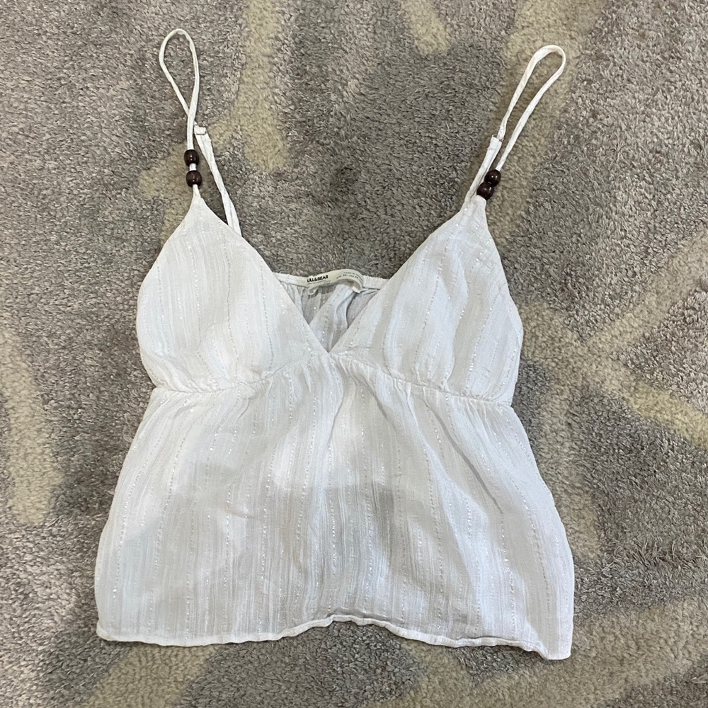 Pull&Bear White Camisole with Beaded Straps